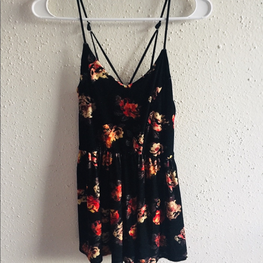 Velvet floral romper